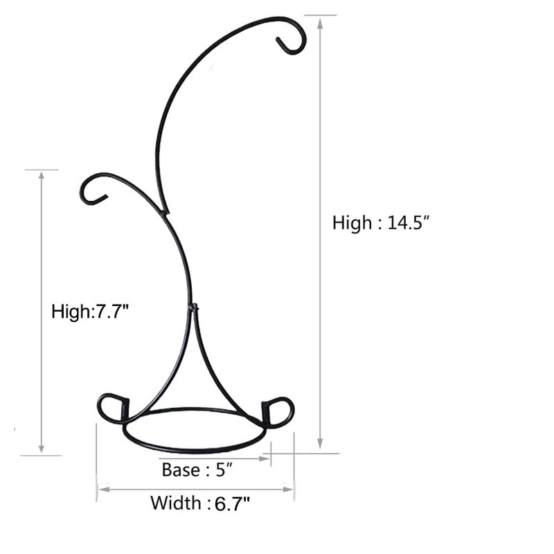 Ian Enterprises Ornament Display Stand Iron Pothook Stand for Hanging Glass Terrarium/Picture (Double-Hook, Black) - Image 3